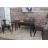 Set tavolo con panca a 2 posti e 2x sedie design industriale HWC-H10 acciaio verniciato legno di olmo marrone