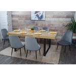 Set 6x sedie sala pranzo cucina HWC-H28 metallo gambe nere velluto grigio