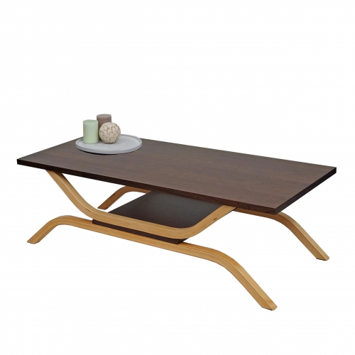 Tavolino soggiorno salotto caff HWC-H38 legno massello 48x110x35cm color rovere