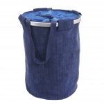 Cesta borsa portabiancheria HWC-C34 tessuto ~ a coste maniglie 65l blu