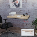 Tavolino scrivania mensola pieghevole sideboard da parete salvaspazio HWC-H48 100x50cm naturale