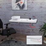 Tavolino scrivania mensola pieghevole sideboard da parete salvaspazio HWC-H48 100x50cm bianco