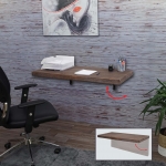 Tavolino scrivania mensola pieghevole sideboard da parete salvaspazio HWC-H48 100x50cm marrone