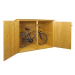 Garage armadio biciclette con serratura HWC-H60 legno box singolo 98x184x152cm legno chiaro