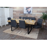 Set panca con 4x sedie a slitta sala pranzo soggiorno cucina HWC-H70 tessuto acciaio inox ~ grigio 160cm