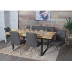 Set panca con 4x sedie sala pranzo soggiorno cucina HWC-H70 tessuto acciaio inox ~ grigio fango 160cm