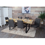 Set 6x sedie sala pranzo soggiorno cucina moderno HWC-H70 tessuto acciaio inox grigio fango