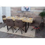 Set 6x sedie con braccioli HWC-H71 acciaio tessuto con seduta girevole marrone
