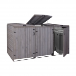 3x copribidoni box spazzatura rifiuti HWC-H74 98x238x126cm legno abete grigio antracite
