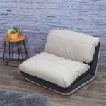Poltrona letto pouf relax HWC-E68 trasformabile tessuto ~ grigio chiaro grigio
