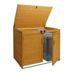 2x copribidoni box spazzatura rifiuti HWC-H75b 104x137x132cm legno abete marrone