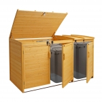 3x copribidoni box spazzatura rifiuti HWC-H75b 104x207x132cm legno abete marrone