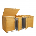4x copribidoni box spazzatura rifiuti HWC-H75b 104x276x132cm legno abete marrone
