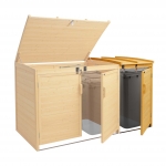 Modulo aggiuntivo per copribidoni box spazzatura rifiuti HWC-H75b 104x68x132cm legno abete marrone