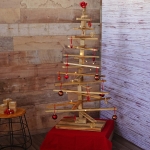 Albero di natale moderno HWC-H77 decorazione natalizio 3D stile Shabby legno 130x82x82cm