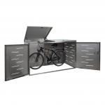 Garage armadio per biciclette con serratura HWC-H80 acciaio inox 150x200x118cm grigio