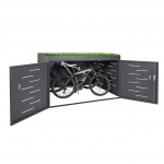 Garage armadio per biciclette con serratura HWC-H80 acciaio 100x192x125cm antracite con box per piante