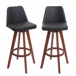 Coppia sedie sgabelli HWC-C43 girevole design moderno legno ecopelle nero