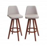 Coppia sedie sgabelli HWC-C43 girevole design moderno legno ecopelle tortora