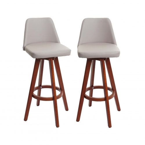Coppia sedie sgabelli HWC-C43 girevole design moderno legno ecopelle tortora