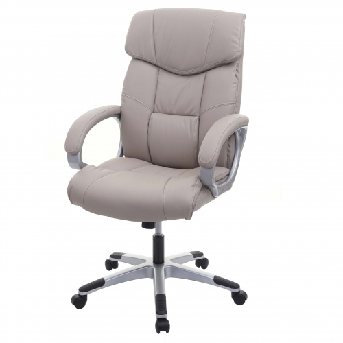 Poltrona sedia ufficio girevole regolabile HWC-A71 design moderno ecopelle grigio tortora