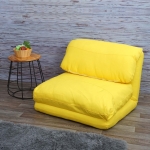 Poltrona letto pouf relax HWC-E68 trasformabile tessuto ~ giallo