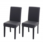 Set 2x sedie Littau ecopelle opaca soggiorno cucina sala da pranzo 56x43x90cm grigio piedi scuri