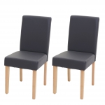 Set 2x sedie Littau ecopelle opaca soggiorno cucina sala da pranzo 56x43x90cm grigio piedi chiari