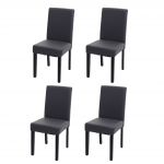 Set 4x sedie Littau ecopelle opaca soggiorno cucina sala da pranzo 43x56x90cm grigio piedi scuri