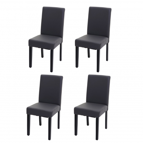 Set 4x sedie Littau ecopelle opaca soggiorno cucina sala da pranzo 43x56x90cm grigio piedi scuri