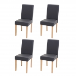 Set 4x sedie Littau ecopelle opaca soggiorno cucina sala da pranzo 43x56x90cm grigio piedi chiari