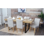 Set 6x sedie Littau tessuto soggiorno cucina sala da pranzo 43x56x90cm avorio beige piedi chiari