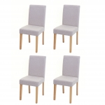 Set 4x sedie Littau tessuto soggiorno cucina sala da pranzo 43x56x90cm avorio beige piedi chiari