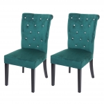 Set 2x sedie per sala da pranzo soggiorno HWC-D22 100x51x64cm velluto verde