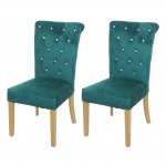 Set 2x sedie per sala da pranzo soggiorno HWC-D22 100x51x64cm velluto verde con gambe dorate