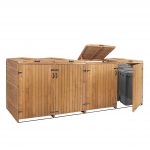4x copribidoni box spazzatura rifiuti HWC-H74 98x316x126cm legno abete marrone