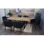 Set 6x poltrone sedie pranzo soggiorno Lounge HWC-H93 ~ ecopelle nero