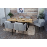 Set 6x poltrone sedie pranzo soggiorno Lounge HWC-H93 ~ tessuto grigio chiaro