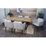 Set 6x poltrone sedie pranzo soggiorno Lounge HWC-H93 ~ tessuto avorio beige