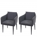 Set 2x poltrone sedie pranzo soggiorno Lounge HWC-H93 ~ tessuto grigio scuro