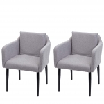 Set 2x poltrone sedie pranzo soggiorno Lounge HWC-H93 ~ tessuto grigio chiaro