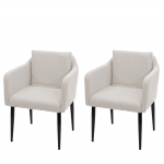 Set 2x poltrone sedie pranzo soggiorno Lounge HWC-H93 ~ tessuto avorio beige