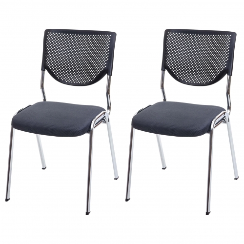 Set 2x sedie ufficio conferenza impilabili T401 tessuto struttura cromo colore grigio scuro