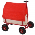 Carriola carretto legno per bambini Oliveira 61x92x93cm con freno tetto rosso