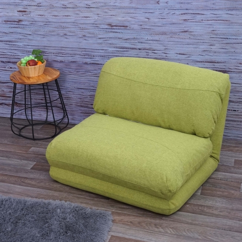 Poltrona letto pouf relax HWC-E68 trasformabile tessuto ~ verde