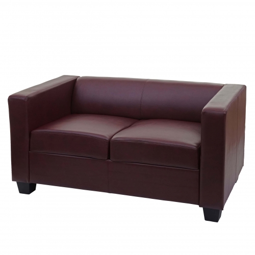 Divano sofa 2 posti lounge moderno elegante serie Lille M65 75x137x70cm ecopelle bordeaux
