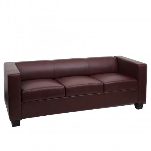 Divano sofa 3 posti lounge moderno elegante serie Lille M65 75x191x70cm ecopelle bordeaux