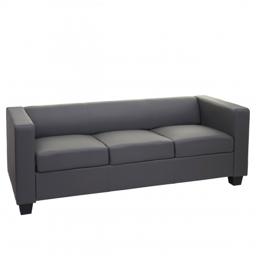 Divano sofa 3 posti lounge moderno elegante serie Lille M65 75x191x70cm ecopelle grigio scuro