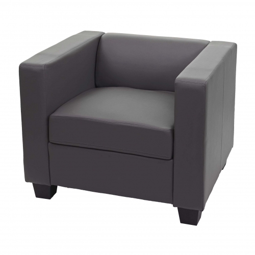 Poltrona sofa lounge moderno elegante serie Lille M65 75x86x70cm ecopelle grigio scuro
