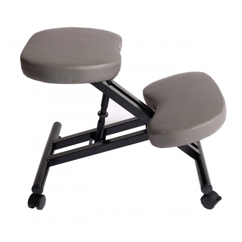 Sedia sgabello posturale ergonomica ruote regolabili HWC-E10 ecopelle grigio scuro
